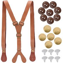 SUPERFINDINGS 1pc Gneuine Leather Suspenders Wide Button End Elastic Adjustable Suspenders Y-Back Elastic Tuxedo Suspenders with Button and Alloy Rivets for Wedding Banquet Formal Occasions