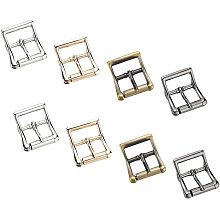 WADORN 4 Colors Metal Roller Buckles, Square Pin Buckle Single Prong Belt Buckle Leather Strap Buckle Square Center Bar Buckles Tri-Glide Slide Buckles, Belt Decoration Accessories