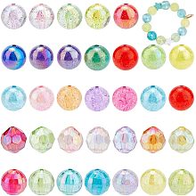 PandaHall Elite 50pcs 20mm Acrylic Beads, 5 Style AB Color Loose Beads Lampwork Round Beads Frosted Crackle Beads Bubblegum Beads Faceted Beads for Necklace Earring Bracelet Jewelry Making