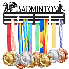 SUPERDANT Fashion Iron Medal Hanger Holder Display Wall Rack, with Screws, Word Badminton, Sports Themed Pattern, 150x400mm