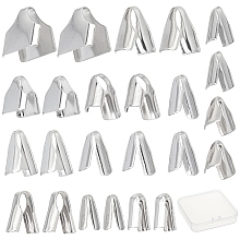 SUNNYCLUE 1 Box 240Pcs 12 Sizes Cord End Clasps Stainless Steel Crimp Fold Over Clasp Metal Connectors Ends for Jewelry Making DIY Bracelets Necklaces Crafts Supplies Accessories, Silver