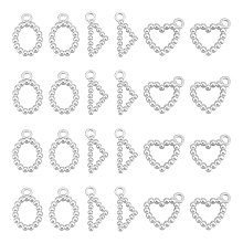 Unicraftale 24Pcs 3 Style 304 Stainless Steel Pendants, Triangle & Heart & Oval, Stainless Steel Color, 14~15x7~11x1.5~2mm, Hole: 1.6mm, 8pcs/style