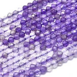 Arricraft Natural Amethyst Beads Strands, Faceted, Round, 2.5mm, Hole: 0.5mm, about 158pcs/strand, 15.55 inches(39.5cm)