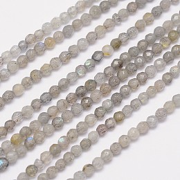 ARRICRAFT Faceted Round Natural Labradorite Bead Strands, 3mm, Hole: 1mm, about 124pcs/strand, 15.5 inches