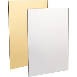 BENECREAT 2 Pack 3mm/1/8" Thick Acrylic Mirror Sheet with Lamination, Gold and Silver Acrylic Sheet Panels for DIY Craft Projects, Signs, 7.9"x11.8"