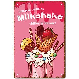 CREATCABIN Milkshake Vintage Metal Tin Sign Retro Wall Art Decor House Plaque Poster for Home Bar Pub Garden Kitchen Coffee Garage Decoration 12 x 8 Inch