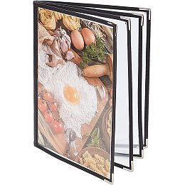 AHANDMAKER 8.27 x 11.69 Inch Restaurant Menu Covers Holder, 4 Page 8 View Menu Covers, Transparent Menu Folder, Fits A4 Size Paper, Menu Book Holders for Restaurant, Hotels, Bars, Cafes