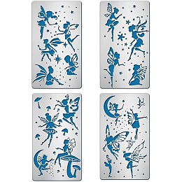 BENECREAT 4 Sets Angel & Fairy Pattern Cutting Dies 17.7x10.1cm/7x4 Inch Metal Embossing Cutting Stencils for Making Photo Decorative Paper Scrapbooking Embossing Card