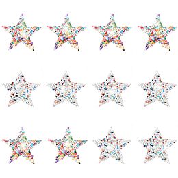 CHGCRAFT 12Pcs 2 Styles Star Shape Hotfix Rhinestone Iron On Patches Plastic Resin Rhinestone Appliques for Costume Accessories Ornament Craft Decoration, Mixed Color