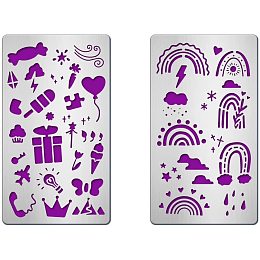 FINGERINSPIRE 2 Pcs Weather Cutting Dies Stencil Metal Template Molds, Stainless Steel Embossing Tool Die Cuts for Card Making Album Paper Scrapbooking DIY Etched Dies Decoration Supplies