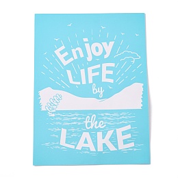 OLYCRAFT Silk Screen Printing Stencil Self-Adhesive Silk Screen Mesh Transfer, Holiday Theme Sign Mesh Transfers for T-Shirt Pillow Fabric Painting, Reusable and Washable- Enjoy Life by The Lake