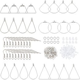 UNICRAFTALE 48Pcs 6 Styles Hypoallergenic Hollow Hoop Earring 304 Stainless Steel Wire Wrap Drop Earing Making Kit with Earring Hooks, Open Jump Rings, Plastic Ear Nuts for DIY Jewelry Making