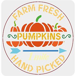 FINGERINSPIRE Pumpkin Stencils 11.8x11.8inch Farm Fresh Stencils Plastic Pumpkin Arrow Pattern Stencil Reusable 1 Mile Hand Picked Stencils for Painting on Wood, Floor, Wall DIY Farmhouse Home Decor