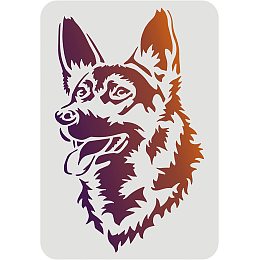 FINGERINSPIRE Dog Stencil 11.7x8.3 inch Plastic Shepherd Dog Painting Stencil Dog Head Pattern Stencils Reusable Pet Friend Stencils for Painting on Wood, Floor, Wall and Tile