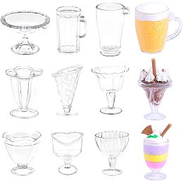 OLYCRAFT 24PCS Mini Cups Keychain Kit Epoxy Resin Casting Kit Dollhouse Miniature Pendant Charms with Keychain Rings Tassels Screw Eye Pins for Key Chian DIY and Earring Making