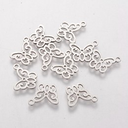 Honeyhandy 201 Stainless Steel Pendants, Butterfly, Stainless Steel Color, 11x13x1mm, Hole: 1.5mm