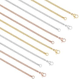 UNICRAFTALE 6pcs 19.7 inches 3 Colors Necklace Chain 2mm Stainless Steel Curb Chain with Lobster Clasps Women Men Unisex Metal Chain