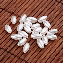 Rice Imitation Pearl Acrylic Beads, White, 8x4mm, Hole: 0.5mm, about 770pcs/50g