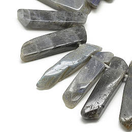 ARRICRAFT Natural Labradorite Beads Strands, Top Drilled Beads, Rectangle, 20~65x7~15x6~10mm, Hole: 2mm, about 40~45pcs/strand, 15.7 inches