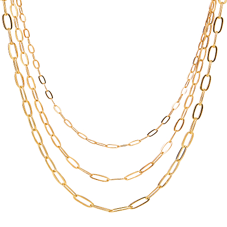 Brass Paperclip Chains, Flat Oval, Drawn Elongated Cable Chains, Soldered, Golden, 74x73x2.5mm; 13.8m/box