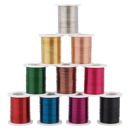 SUPERFINDINGS Copper Jewelry Wire, Mixed Color, 0.3mm; 50m/roll, 10 colors, 1roll/color, 10rolls/set