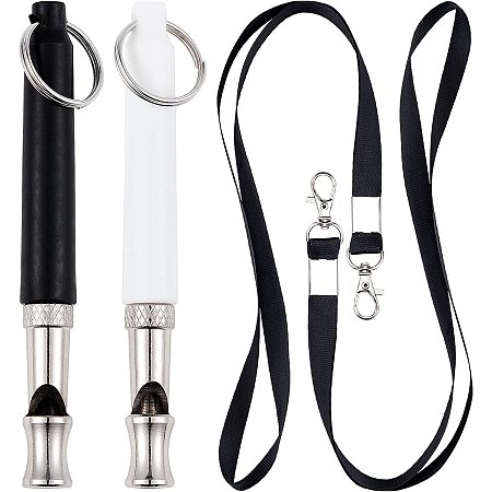GORGECRAFT 2 Colors Dog Whistle to Stop Barking Neighbors Dog Adjustable Professional Silent Ultrasonic Dog Whistle Only Dogs Hear Dog Training Whistles Recall with Plastic Cover Polyester Lanyard