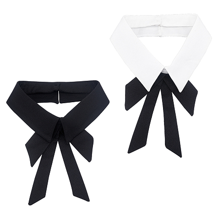 NBEADS 2 Pcs Detachable Lapel Blouse False Collar, Stand Blouse False Collar Choker Peter Pan Necklace Neck Bow Tie Fake Collar with Black Bowknot for Women Girls Clothing Garment Accessories