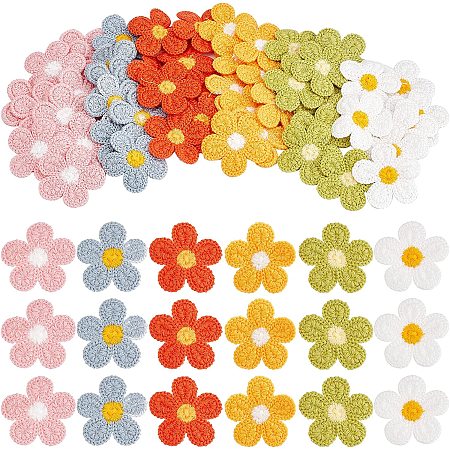 FINGERINSPIRE 60pcs Crochet Flowers Applique 50mm Handmade Crocheted Floral Embellishments Flower Sew On Patches for Clothes, Bags, Hats or Arts Crafts DIY Decor