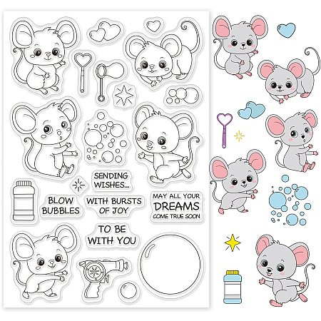 GLOBLELAND Baby Mouse Silicone Clear Stamps Transparent Stamps for Festival Birthday Cards Making DIY Scrapbooking Photo Album Decoration Paper Craft