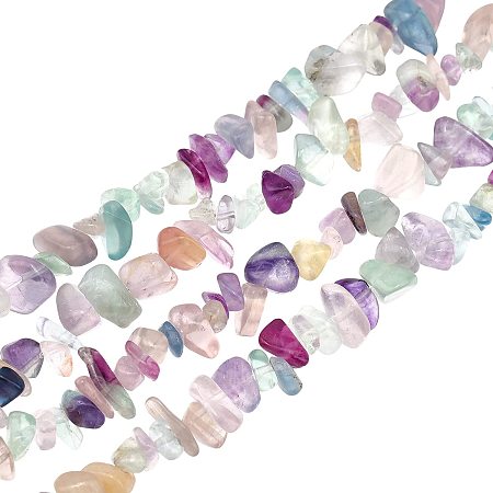 OLYCRAFT 2 Strands Natural Fluorite Chip Beads Strands 5~8mm Fluorite Chip Stone Undyed Irregular Gemstone Beads for Bracelet Necklace Jewelry Making