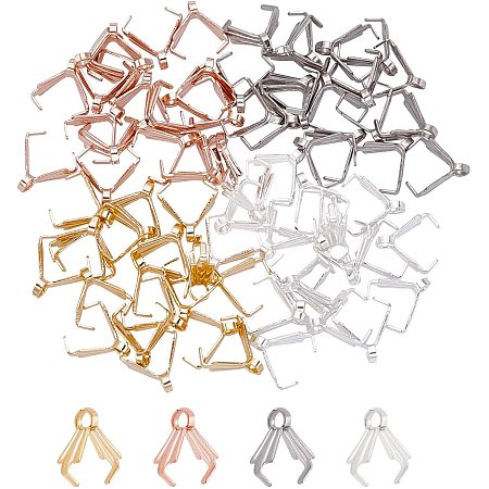 UNICRAFTALE About 80pcs 4 Colors Stainless Steel Ice Pick Pinch Bails 1.6mm Hole Pendant Snap On Bails Dangle Charm Clasp Clip Connector Findings for Pendants Jewelry Making