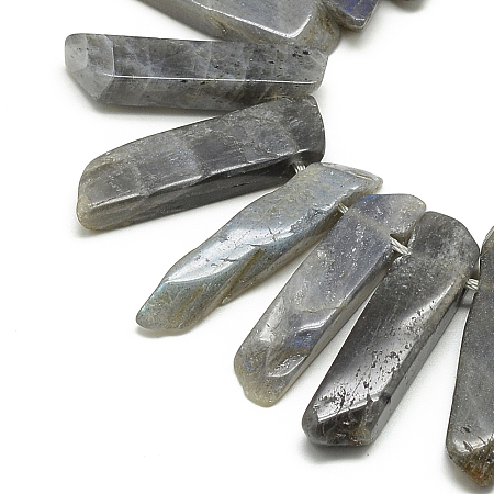 ARRICRAFT Natural Labradorite Beads Strands, Top Drilled Beads, Rectangle, 20~65x7~15x6~10mm, Hole: 2mm, about 40~45pcs/strand, 15.7 inches