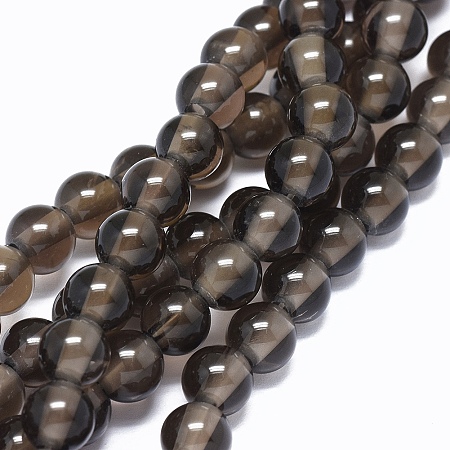 Arricraft Natural Smoky Quartz Beads Strands, Round, 8mm, Hole: 2mm, about 49pcs/strand, 14.7 inches(37.5cm)