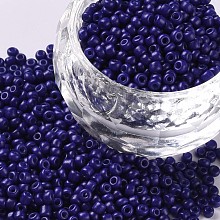 Honeyhandy Baking Paint Glass Seed Beads, Blue, 12/0, 1.5~2mm, Hole: 0.5~1mm, about 30000pcs/bag