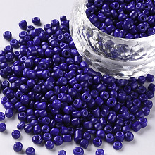 Honeyhandy Baking Paint Glass Seed Beads, Blue, 8/0, 3mm, Hole: 1mm, about 10000pcs/bag