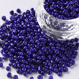 Honeyhandy Baking Paint Glass Seed Beads, Blue, 8/0, 3mm, Hole: 1mm, about 10000pcs/bag