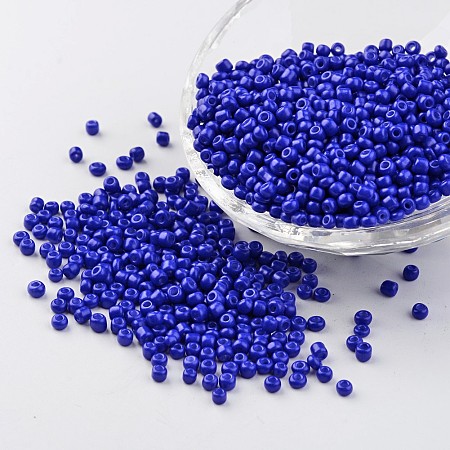 ARRICRAFT Baking Paint Glass Seed Beads, Blue, 6/0, 4~5x3~4mm, Hole: 1~2mm, 12g/bag