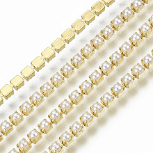 Honeyhandy Brass Claw Chains, with ABS Plastic Imitation Pearl Beads, with Spool, Golden, SS6.5, 2~2.1mm, about 10yards/roll(9.14m/roll)