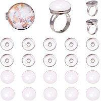 SUNNYCLUE DIY Ring Making, with Adjustable Iron Snap Ring Components, Brass Snap Button Cabochon Settings and Transparent Glass Cabochons, Platinum, 17.5~18x5mm