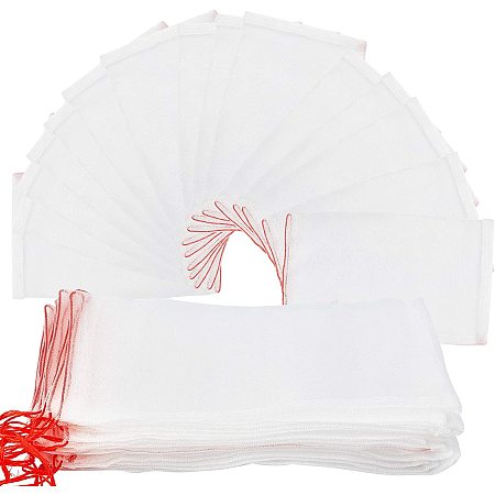 Organic Nylon Packing Pouches, Drawstring Bags, for Insect Control and Seed Soaking, White, 26.5x15.5x0.07cm