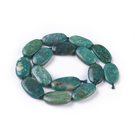 Arricraft Natural Amazonite Beads Strands, Oval, 23~28x14~15x4~7mm, Hole: 1mm, about 15pcs/strand, 16.3 inches(41.5cm)