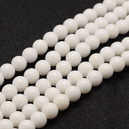 Arricraft Natural White Jade Bead Strands, Round, 6mm, Hole: 1mm, about 63pcs/strand, 15.5 inches