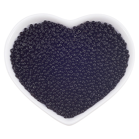 ORNALAND 12/0 Glass Seed Beads, Baking Varnish, Opaque Colours, Round, Black, 2x1.5mm, Hole: 0.3mm; about 11200pcs/bag
