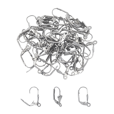 Unicraftale 304 Stainless Steel Hoop Earrings, Leverback Hoop Earrings, Stainless Steel Color, 19.5x11x5.5mm, Hole: 1.5mm, pin: 0.8mm, 50pcs/box