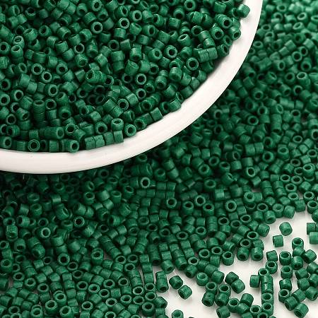 Honeyhandy Cylinder Seed Beads, Frosted Colors, Uniform Size, Green, 2x1.3~1.5mm, Hole: 0.8~1mm, about 888pcs/10g