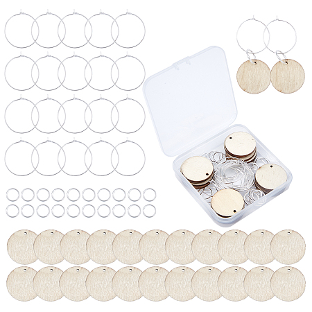 SUNNYCLUE DIY Wine Glass Label Makings, with Undyed Wood Pendants and Brass Wine Glass Charm Rings/Hoop Earrings Findings & Jump Rings, Wheat, 7.4x7.2x1.7cm