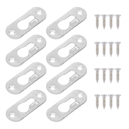 CHGCRAFT Iron Picture Hangers, with Screws, Picture Hanging Hooks, for Picture Frame, Bathroom Cabinet, Platinum, 44x16x3mm, Hole: 4mm; 50sets/box