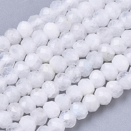 ARRICRAFT Natural Moonstone Beads Strands, Rondelle, Faceted, 3x2mm, Hole: 0.7mm, about 185pcs/Strand, 15.55 inches(39.5cm)