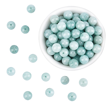 Arricraft About 96 Pcs 8mm Nature Stone Beads, Nature Malaysia Jade Round Beads, Gemstone Loose Beads for Bracelet Necklace Jewelry Making (Hole: 1mm)