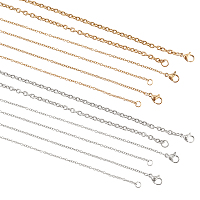 Unicraftale Vacuum Plating 304 Stainless Steel Necklace Making, Cable Chains, with Lobster Clasps, for DIY Jewelry Crafting, Golden & Stainless Steel Color, 17.72~23.6 inches(45~60cm); 1.5~3mm; 12pcs/box